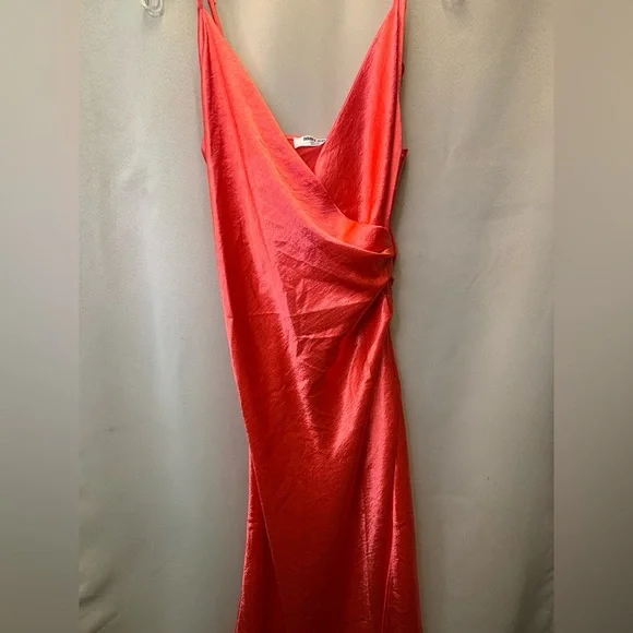 Double Zero Midi Dress Color Orange Coral Neon Size Lovely Large - Picture 2 of 7